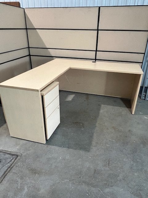 Bureau en L usagé Lacasse avec caisson mobile